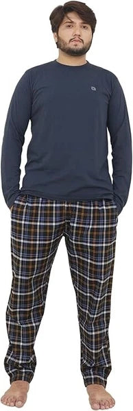 Mens Checked Pyjama Set Lounge Top Pants PJs Pajamas Nightwear UK S-3XL