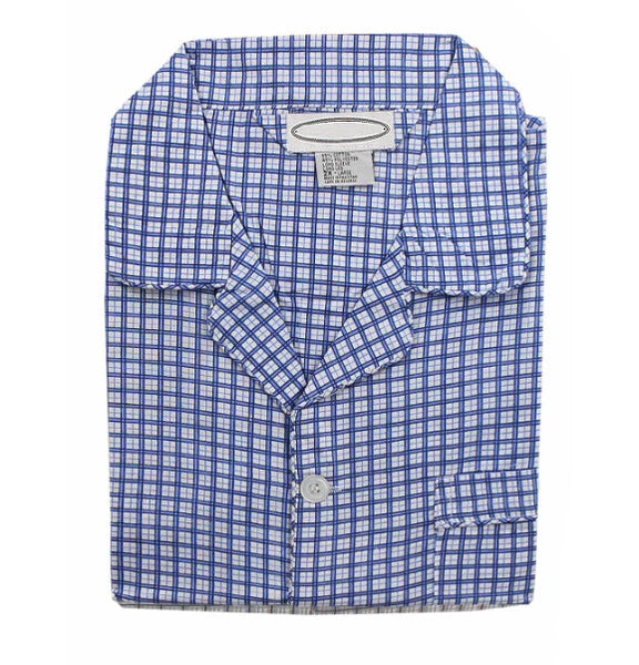 Men's Cotton Blend Button Up 2 Piece Sleepwear Pajama Set