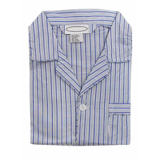 Men's Cotton Blend Button Up 2 Piece Sleepwear Pajama Set