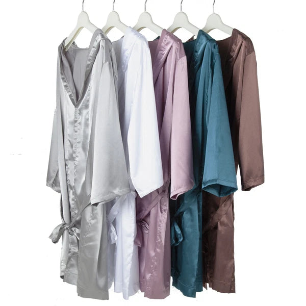 Mens Pajamas Set Night Sleep Robes Silk Satin Nightgown Bathrobe Shorts Homewear