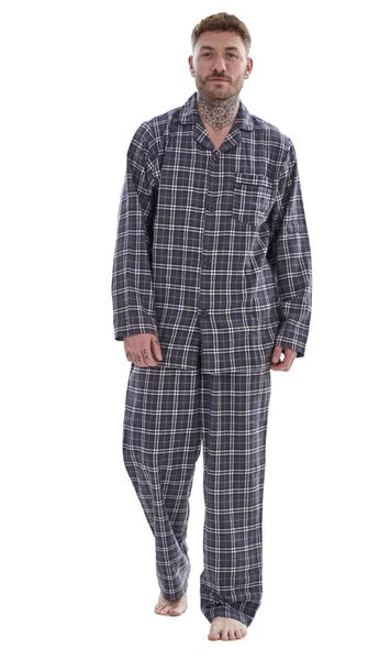 Mens BRUSHED Cotton PYJAMAS Set Winter Warm Traditional 100% Cotton FLANNEL PJs