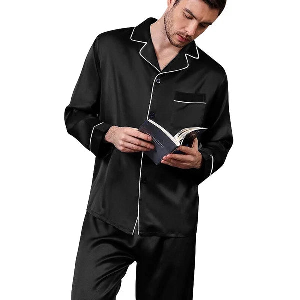 Mens Silk Satin  Pajamas -PJ Set  Top and Bottom ''5 DAY DELIVERY - USA Seller''
