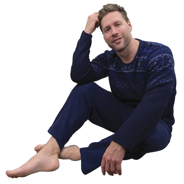Men's Pyjama Set Fairisle Comfort Fleece Design PJS Soft Warm 2 PC S-4XL L/S PJ