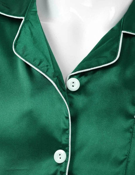 Men Silk Satin Pajamas Set Shirt Top Shorts Pants Long Robe Sleepwear Nightwear