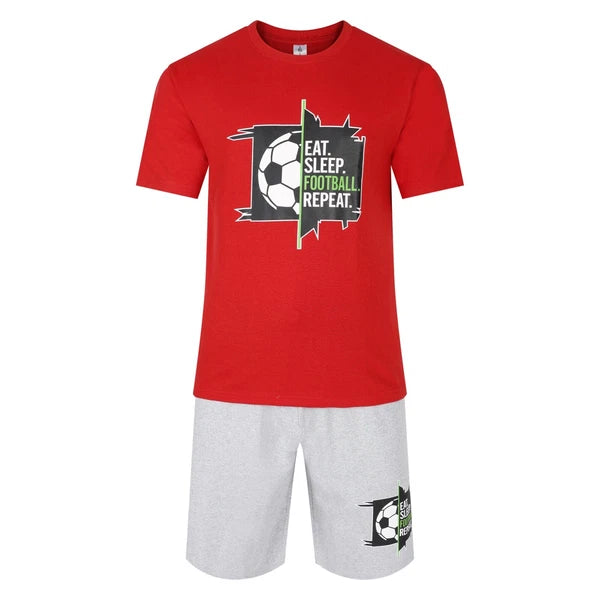 Mens Short Pyjamas Football PJ Sets Footy Night Sleep Lounge Wear L XL XXL New