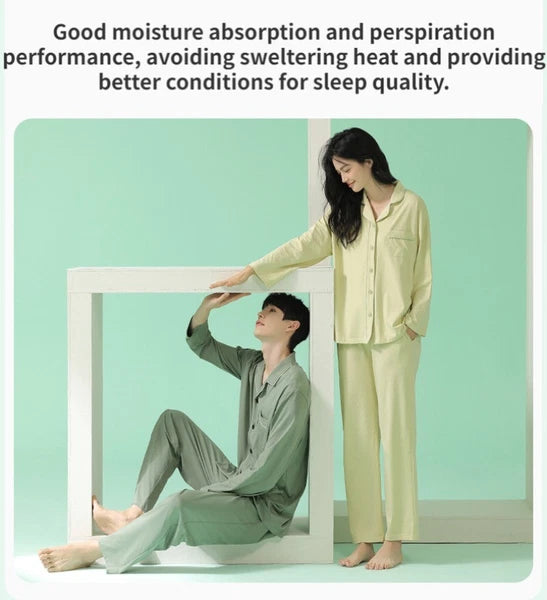 Men's Homewear Pajama Set Pure Color Soft Comfort Antibacterial Long Sleeve