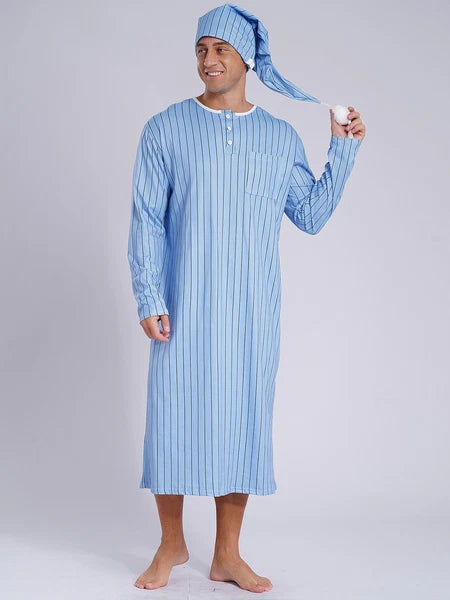 Mens Nightwear Halloween Nightgowns Plaid Pajamas Pompom Loungewear Nightshirt