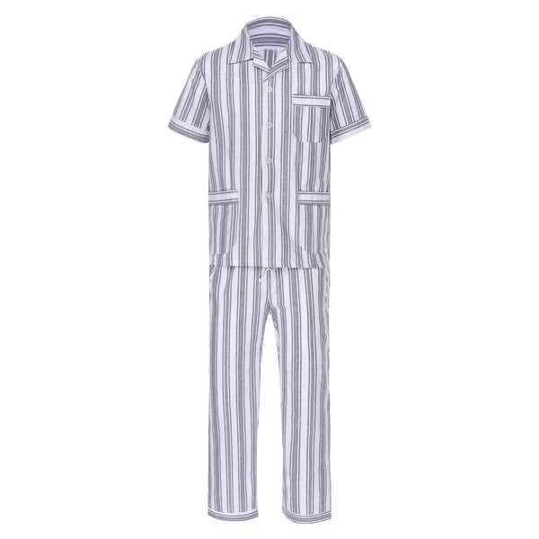 Mens Homewear 2pcs Pajama Set Sleep Sleepwear Shirt Nightgown Button Down Suits