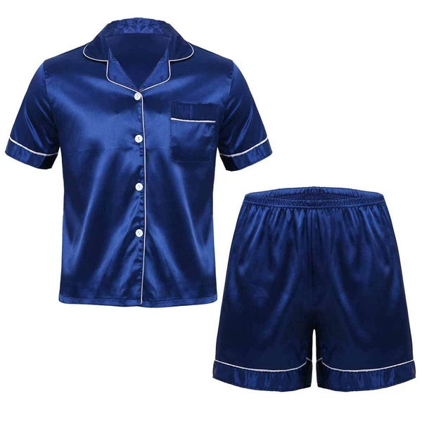 Men's Pajamas Set Soft Satin Homewear Ice Silk Bathrobes Sleepwear Nightwear