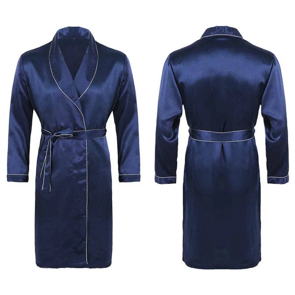 Men's Pajamas Set Soft Satin Homewear Ice Silk Bathrobes Sleepwear Nightwear