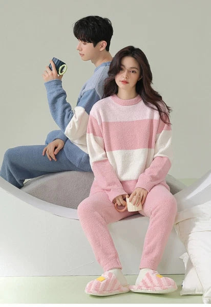 Men's Women Sleepwear Couples Sport Outdoor Warm Winter Comfortable Pajamas Set
