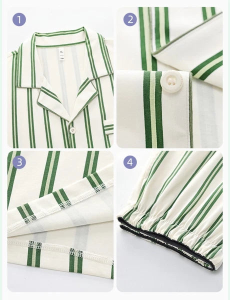 Men's Pajama Set Striped Sleepwear Antibacterial Comfortable Fashion Long Sleeve