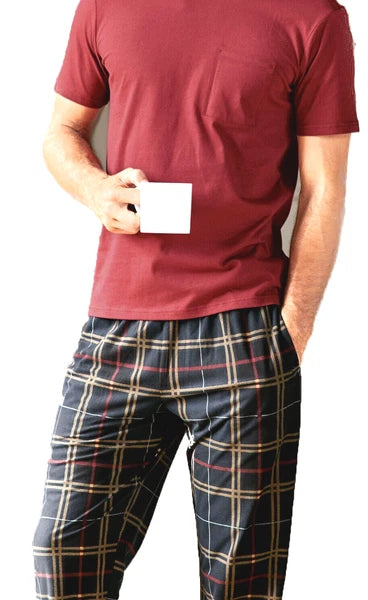 Mens Short Sleeve Pyjama Set Pj T-Shirt Pyjamas Loungewear Nightwear Sleepwear
