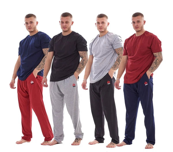 Mens Cotton Pyjama Set Jersey Top Pants Lightweight Loungewear Nightwear M-XXL
