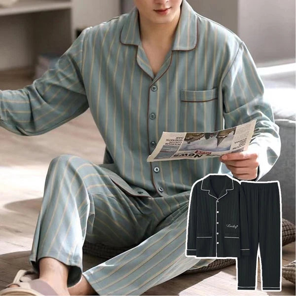 Mens Check Pyjama Long Sleeve Top Trouser Cotton Nightwear Lounge Wear Pyjamas