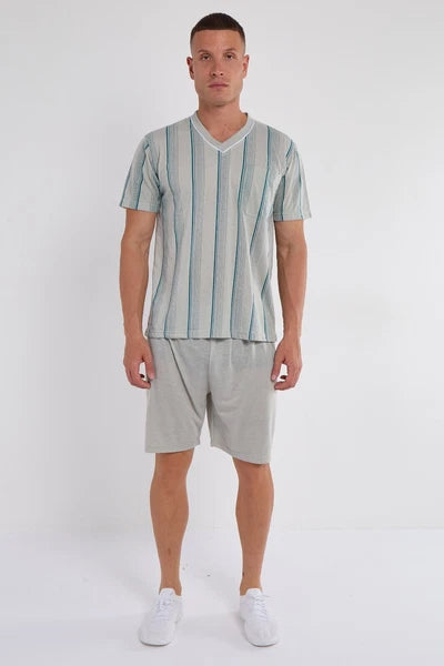 Mens SUMMER Cool Pyjamas Shorts Set Short Sleeve Nightwear Pjs Loungewear Cotton