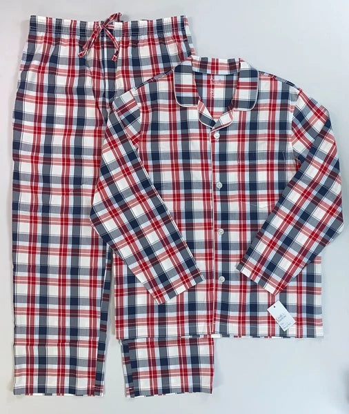 NEW Men's Croft & Barrow Woven Pajama Long Sleeve Shirt Pants 2 Piece Sleep Set