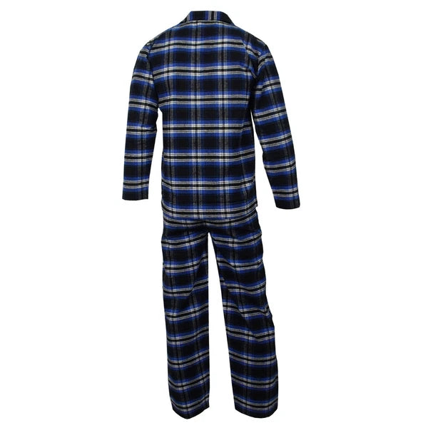 Mens Pyjamas Flannel Brushed Cotton Check Stripe Pyjama Set PJS Sizes S  2XL 3XL