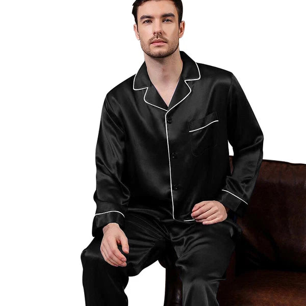 Mens Silk Satin  Pajamas -PJ Set  Top and Bottom ''5 DAY DELIVERY - USA Seller''