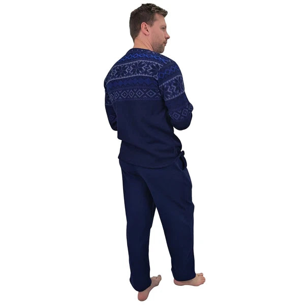 Men's Pyjama Set Fairisle Comfort Fleece Design PJS Soft Warm 2 PC S-4XL L/S PJ