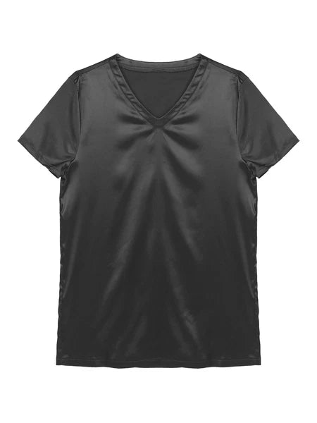 Mens Muscle Shirts Pajama Set Sexy Satin Sleepwear Tank Top Shorts Nightwear