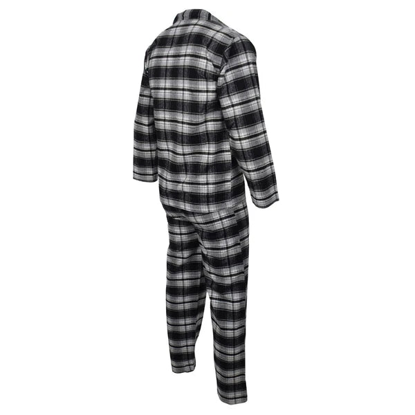 Mens Pyjamas Flannel Brushed Cotton Check Stripe Pyjama Set PJS Sizes S  2XL 3XL