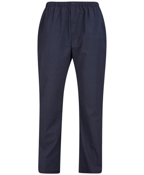 Walker Reid Mens Navy Geometric Leaf Pyjamas Traditional Long Sleeve Button PJs