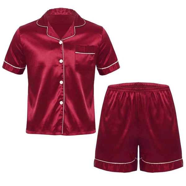 Men's Pajamas Set Soft Satin Homewear Ice Silk Bathrobes Sleepwear Nightwear