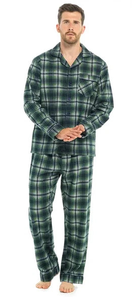 MEN'S WARM TRADITIONAL PYJAMA SET BRUSHED 100% COTTON PJ'S SIZES VARIOUS PATTERN