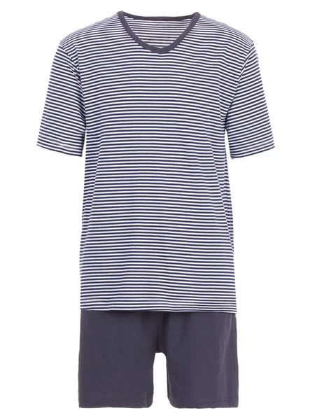 Henry Terre Mens Pajama Set Shorty Short Sleeve Striped V Neck M-5XL Sleep-