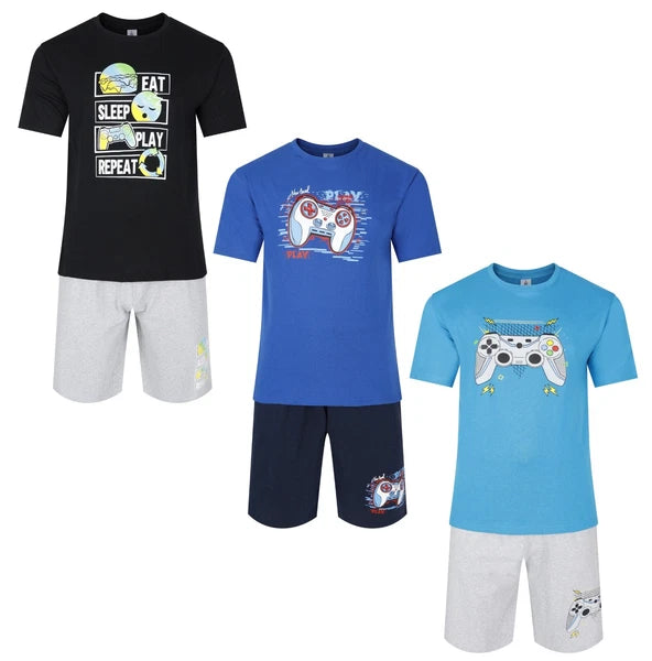Mens Short Pyjamas Gamer PJ Sets Gaming Night Sleep Lounge Wear L XL XXL New