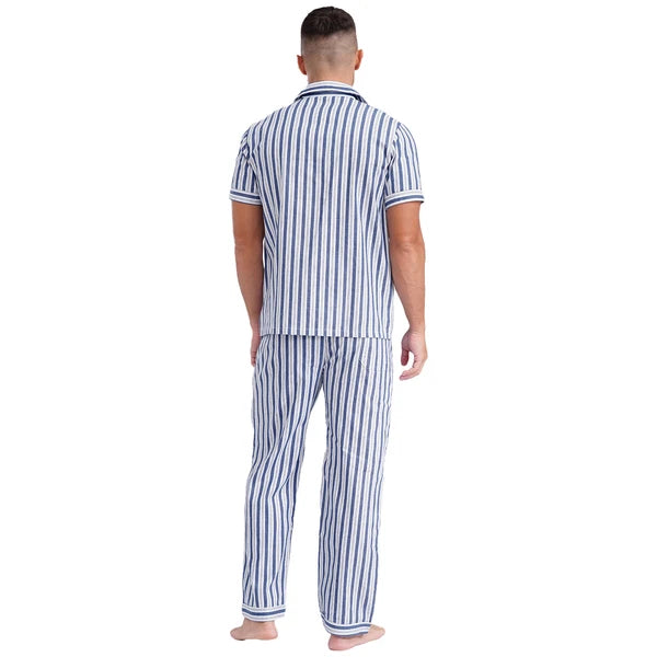 Mens Homewear Button Down Pajama Set Trousers Sleepwear Dailywear Lightweight