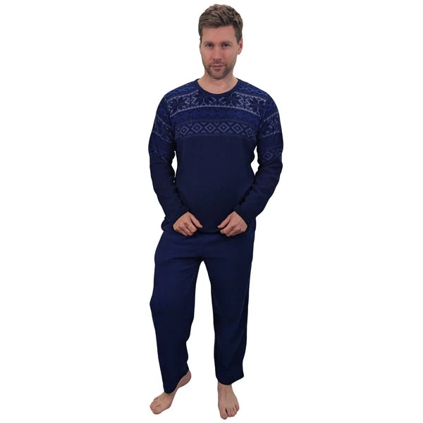Men's Pyjama Set Fairisle Comfort Fleece Design PJS Soft Warm 2 PC S-4XL L/S PJ