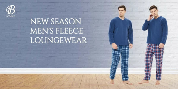Mens pyjamas fleece set suit full length long sleeve loungewear nightwear pjs