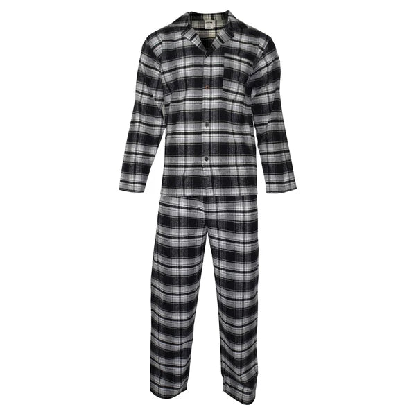 Mens Pyjamas Flannel Brushed Cotton Check Stripe Pyjama Set PJS Sizes S  2XL 3XL