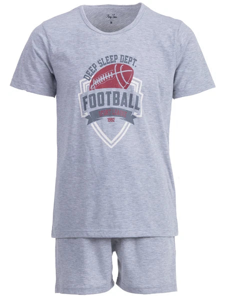 Henry Terre Mens Pyjamas Shorty Paul Football Sleepwear Set M-5XL Cotton S-