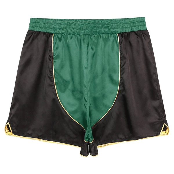 Men's Silk Satin Pajamas Set Vest Top and Boxer Shorts Sleepwear Home Loungewear