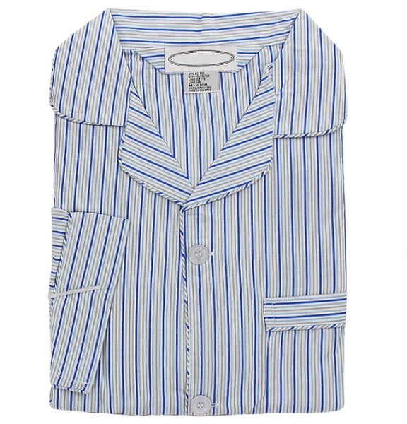 Men's Cotton Blend Button Up 2 Piece Sleepwear Pajama Set