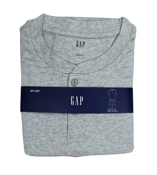Gap Short Sleeve Henley Top & Shorts Solid Color Men's 2-Piece Pajama Set NWT