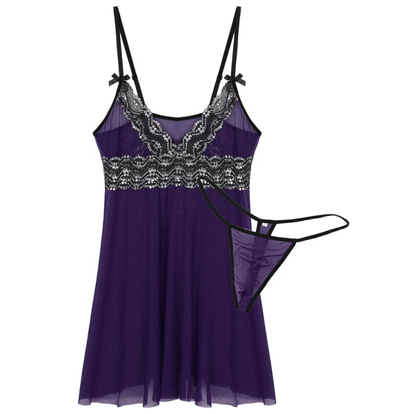 Mens Sissy Nightdress Pajamas Crossdress Nightwear Lingerie Set Sleepwear