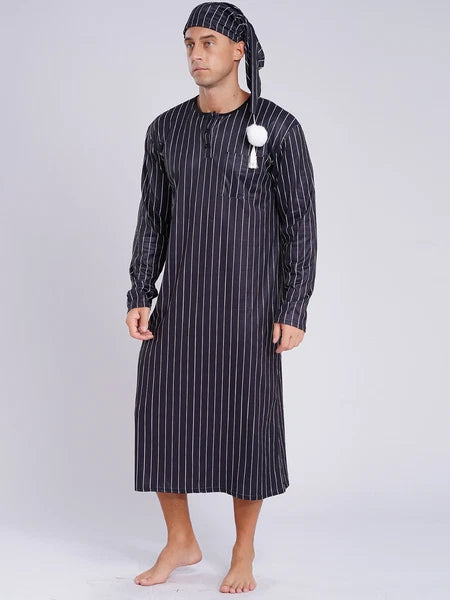 Mens Nightwear Halloween Nightgowns Plaid Pajamas Pompom Loungewear Nightshirt