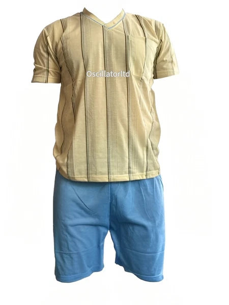 Mens SUMMER Cool Pyjamas Shorts Set Short Sleeve Nightwear Pjs Loungewear Cotton