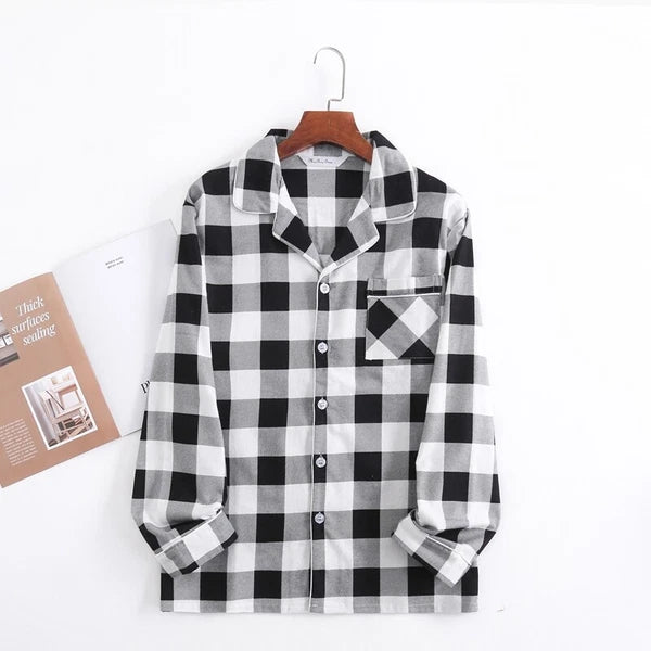 Men's Pajamas Set 100% Cotton Sleepwear Long Sleeve Button Top Pants Nightwear