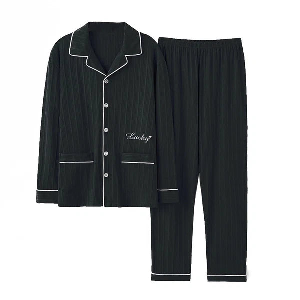 Mens Check Pyjama Long Sleeve Top Trouser Cotton Nightwear Lounge Wear Pyjamas