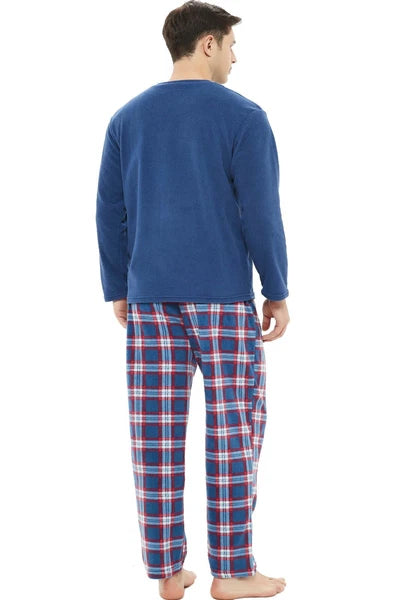 Mens pyjamas fleece set suit full length long sleeve loungewear nightwear pjs