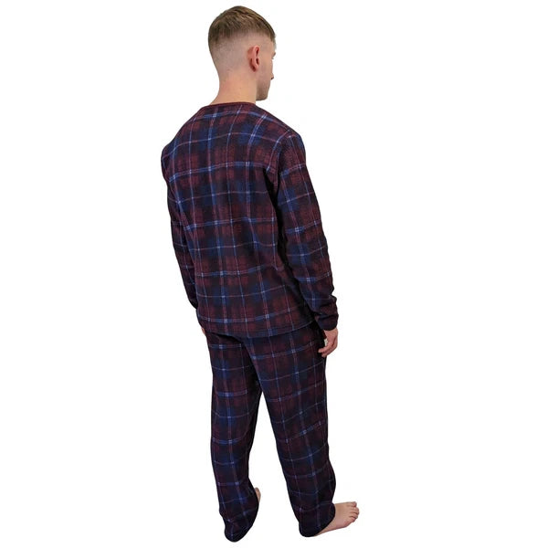 Mens Fleece Warm Soft Pyjamas Striped PJ Set Nightwear Nightsuit Pyjama S-4XL