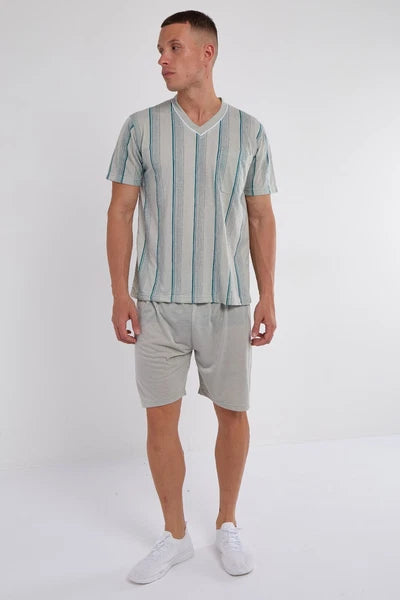 Mens SUMMER Cool Pyjamas Shorts Set Short Sleeve Nightwear Pjs Loungewear Cotton