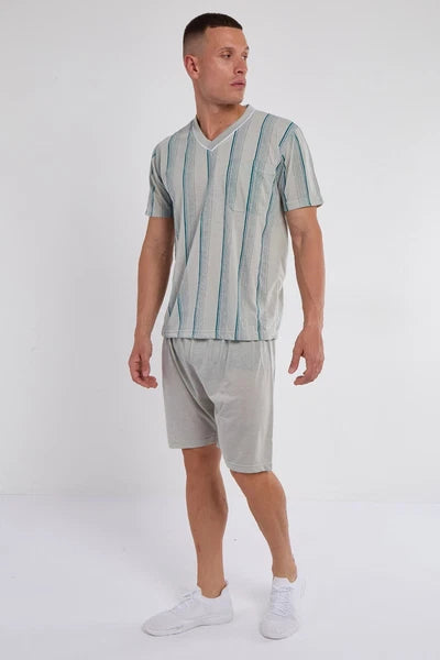 Mens SUMMER Cool Pyjamas Shorts Set Short Sleeve Nightwear Pjs Loungewear Cotton