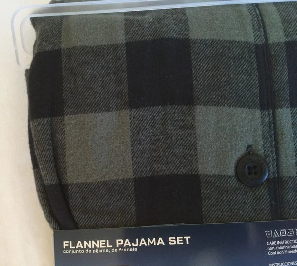 NWT Men's Hanes Flannel RED / BLACK Gray Plaid L/S Pant Set Pajamas PJs Cotton
