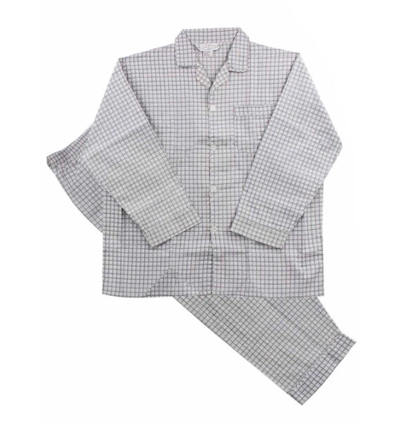 Men's Cotton Blend Button Up 2 Piece Sleepwear Pajama Set